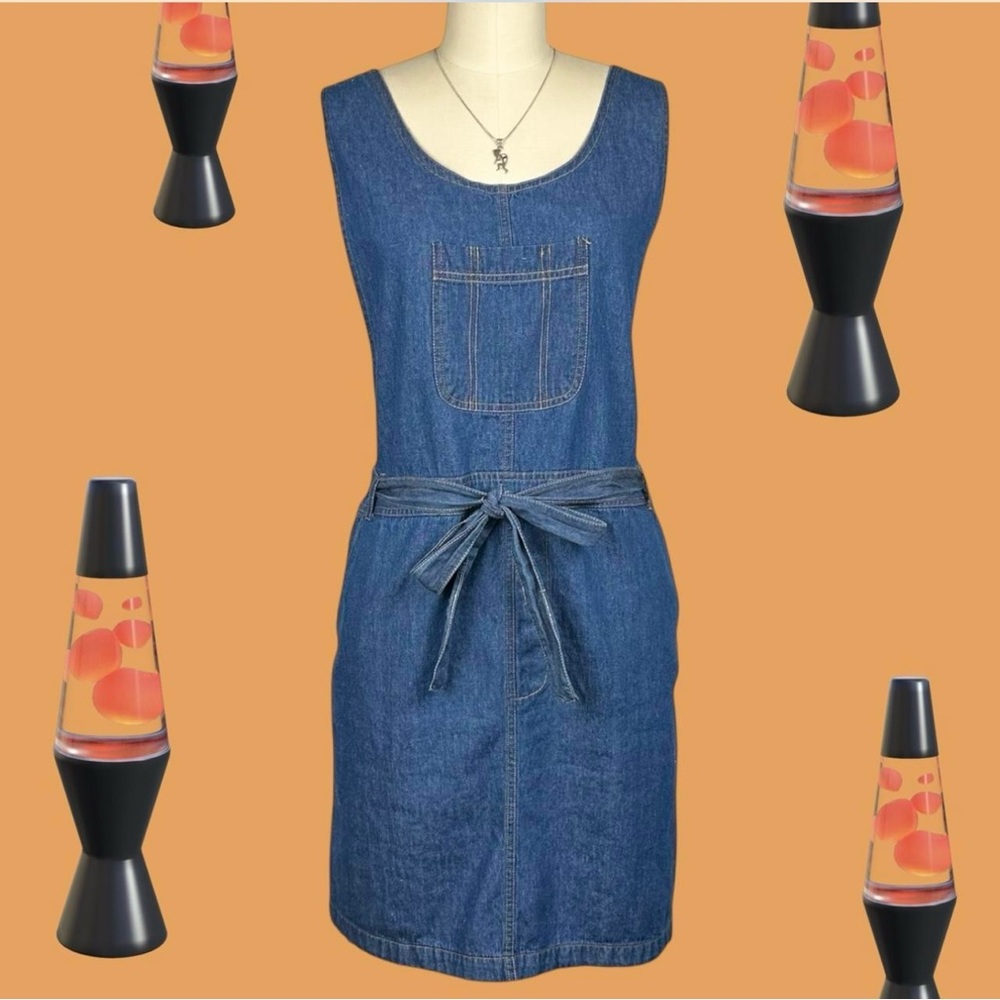Denim Sleeveless Dress with Front Pocket - Penny Lane